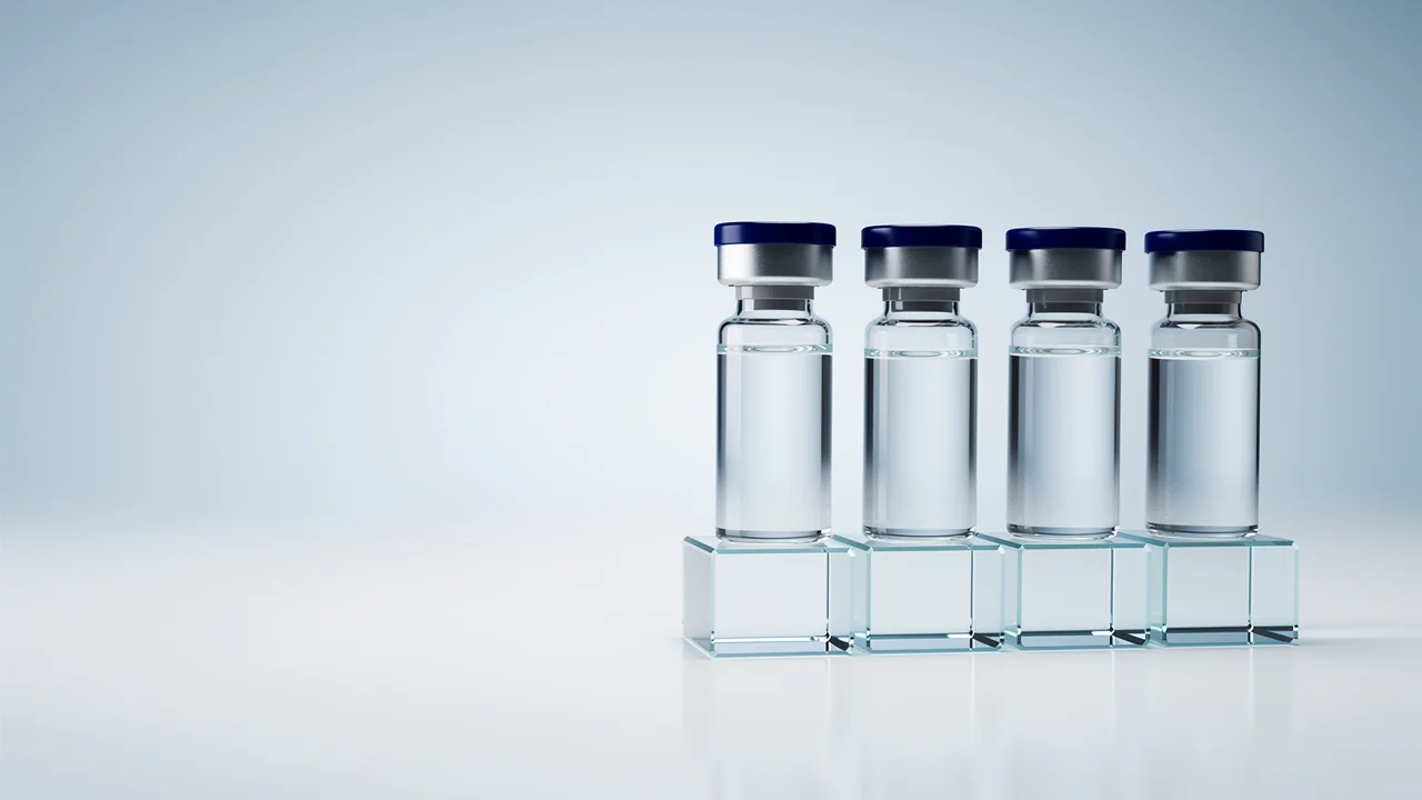 Unbranded research vials arranged as comparable options